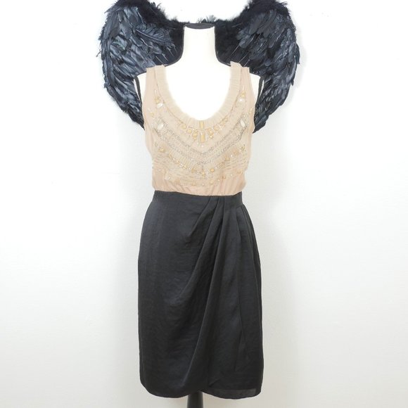 Sachin + Babi Dresses & Skirts - Sachin + Babi Tan Beaded Bust Black Skirt Sleeveless SZ 6 Special Occasion Dress